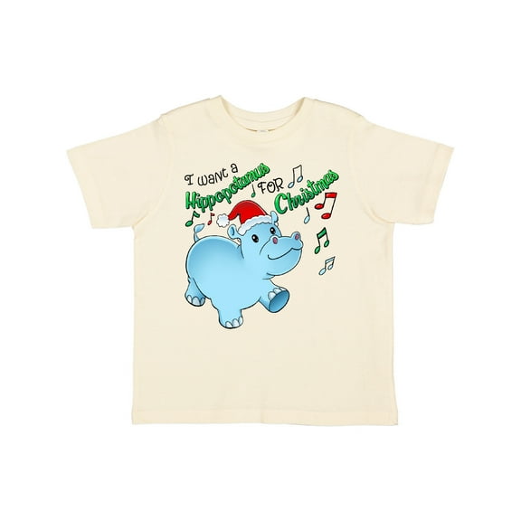 Inktastic I Want a Hippopotamus for Christmas Hippo in Santa Hat Boys or Girls Toddler T-Shirt