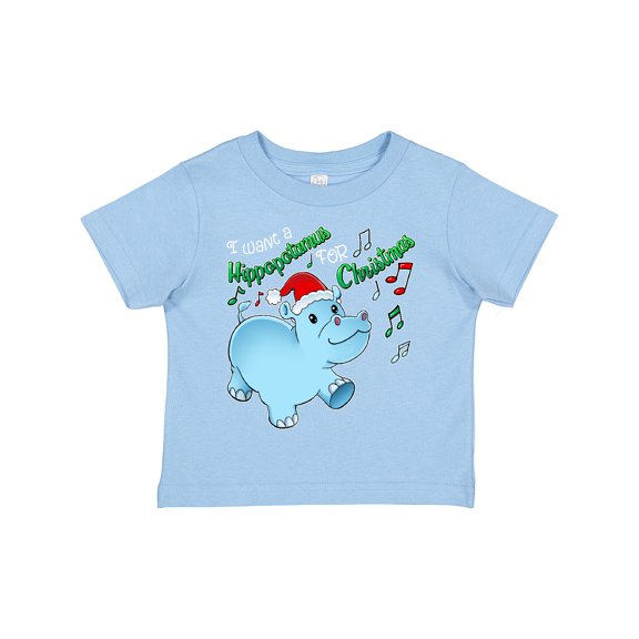 Inktastic I Want a Hippopotamus for Christmas Hippo in Santa Hat Boys or Girls Toddler T-Shirt