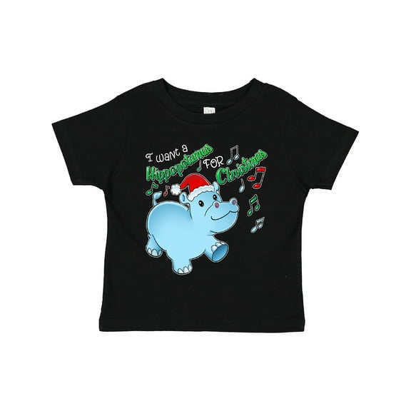 Inktastic I Want a Hippopotamus for Christmas Hippo in Santa Hat Boys or Girls Toddler T-Shirt