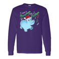 thumbnail image 1 of Inktastic I Want a Hippopotamus for Christmas Hippo in Santa Hat Long Sleeve T-Shirt, 1 of 5