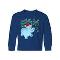 thumbnail image 1 of Inktastic I Want a Hippopotamus for Christmas Hippo in Santa Hat Long Sleeve Youth T-Shirt, 1 of 5