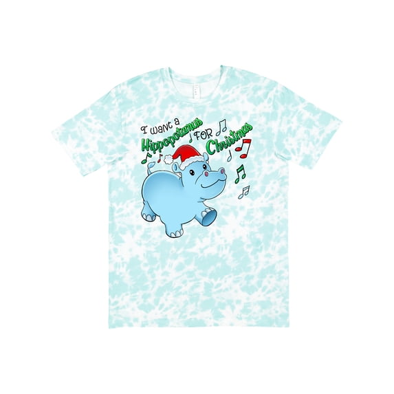Inktastic I Want a Hippopotamus for Christmas Hippo in Santa Hat T-Shirt