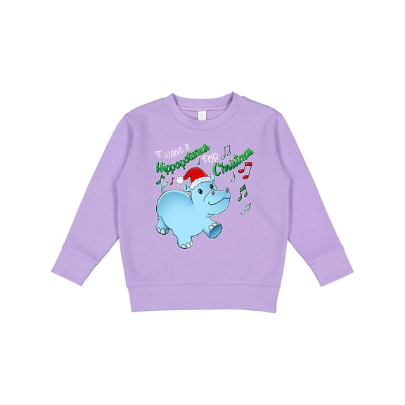 Inktastic I Want a Hippopotamus for Christmas Hippo in Santa Hat Toddler Sweatshirt