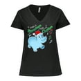 thumbnail image 1 of Inktastic I Want a Hippopotamus for Christmas Hippo in Santa Hat Women's Plus Size V-Neck T-Shirt, 1 of 5