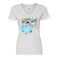 thumbnail image 1 of Inktastic I Want a Hippopotamus for Christmas Hippo in Santa Hat Women's V-Neck T-Shirt, 1 of 5