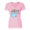 thumbnail image 1 of Inktastic I Want a Hippopotamus for Christmas Hippo in Santa Hat Women's V-Neck T-Shirt, 1 of 5