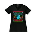 thumbnail image 1 of Inktastic I Want a Hippopotamus for Christmas Pixelated Ugly Sweater Women's Plus Size V-Neck T-Shirt, 1 of 5