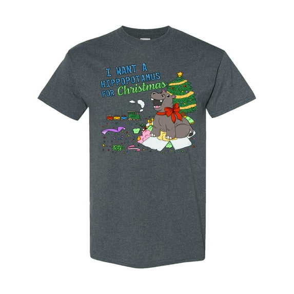 Inktastic I Want a Hippopotamus for Christmas T-Shirt