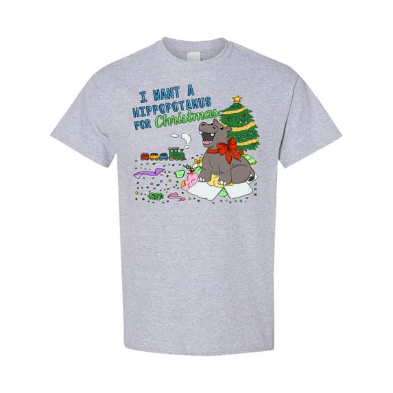 Inktastic I Want a Hippopotamus for Christmas T-Shirt