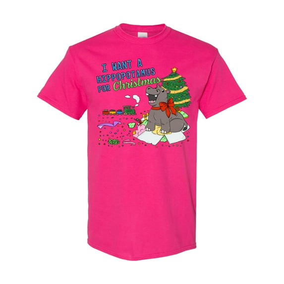 Inktastic I Want a Hippopotamus for Christmas T-Shirt
