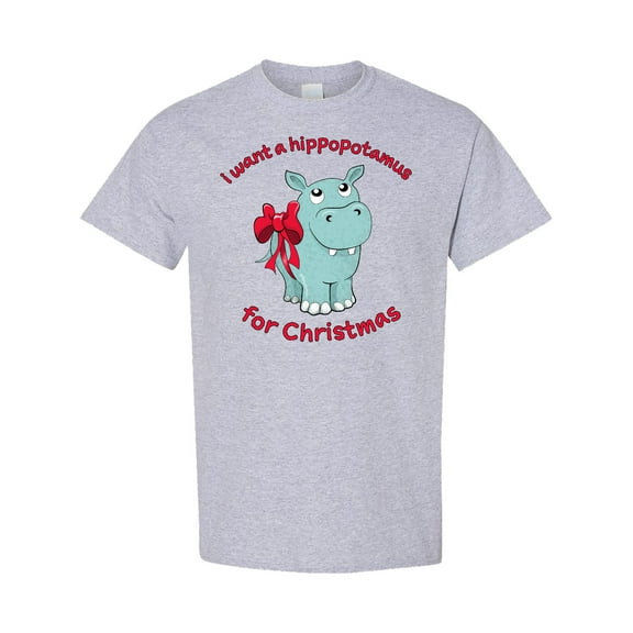 Inktastic I Want a Hippopotamus for Christmas T-Shirt