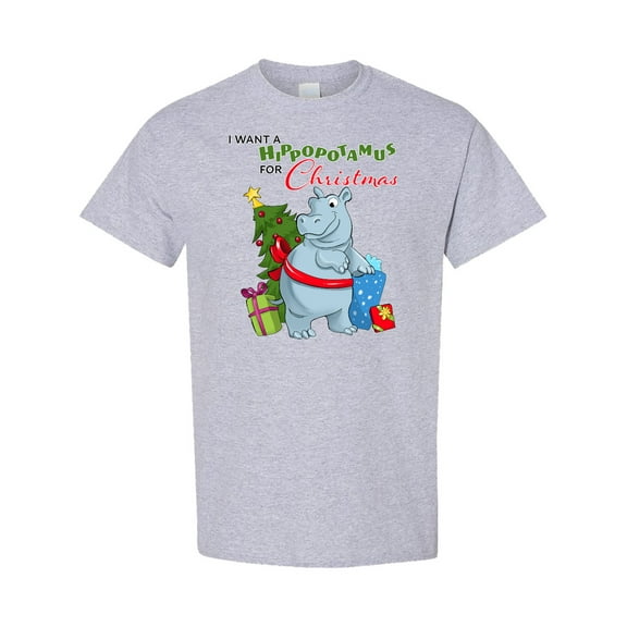 Inktastic I Want a Hippopotamus for Christmas T-Shirt