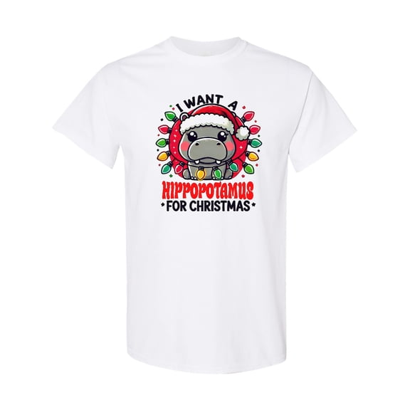 Inktastic I Want a Hippopotamus for Christmas T-Shirt