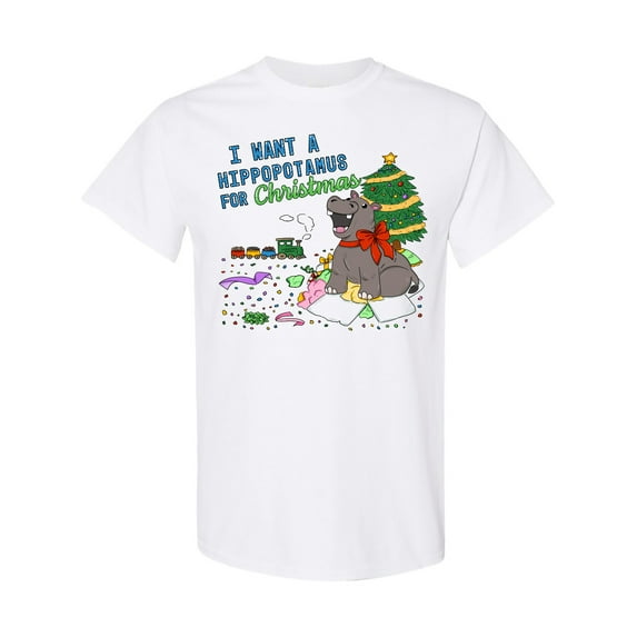 Inktastic I Want a Hippopotamus for Christmas T-Shirt