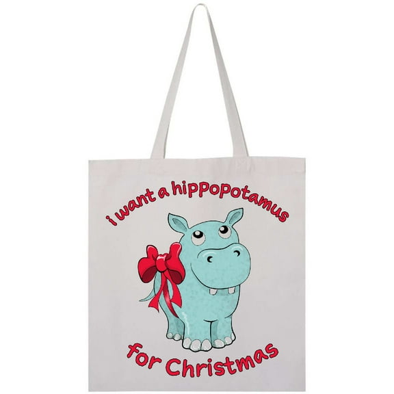 Inktastic I Want a Hippopotamus for Christmas Tote Bag