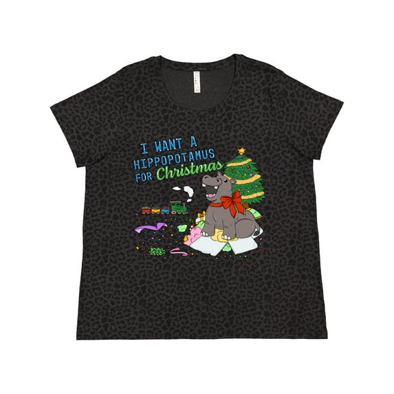 Inktastic I Want a Hippopotamus for Christmas Women's Plus Size T-Shirt