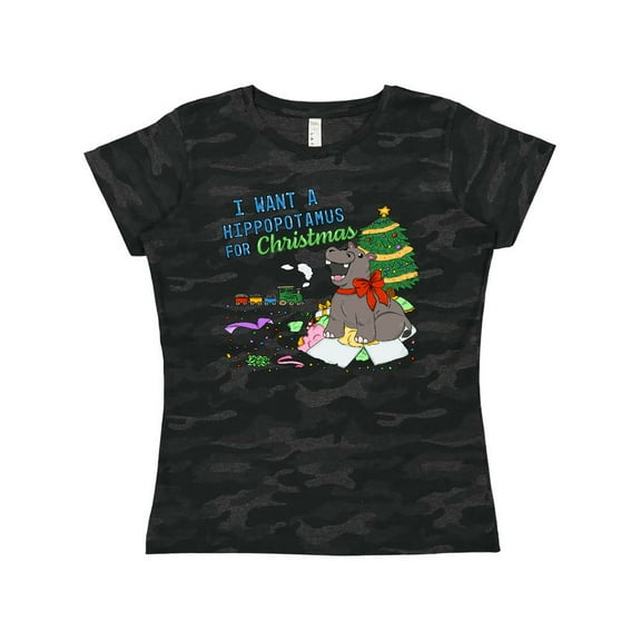 Inktastic I Want a Hippopotamus for Christmas Women's T-Shirt