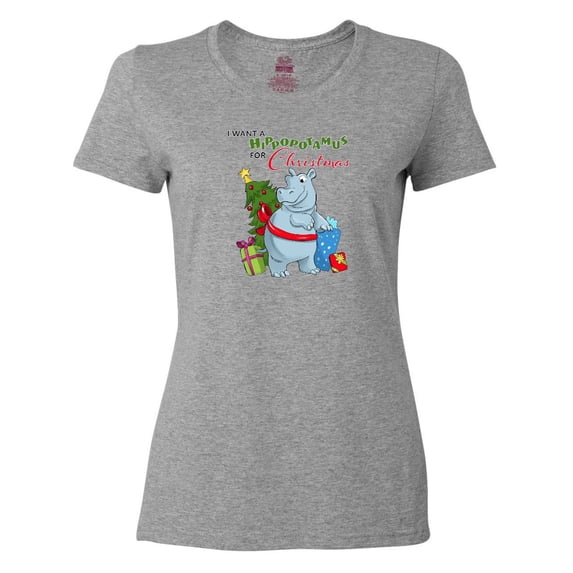 Inktastic I Want a Hippopotamus for Christmas Women's T-Shirt