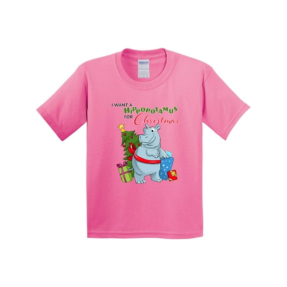 Inktastic I Want a Hippopotamus for Christmas Youth T-Shirt