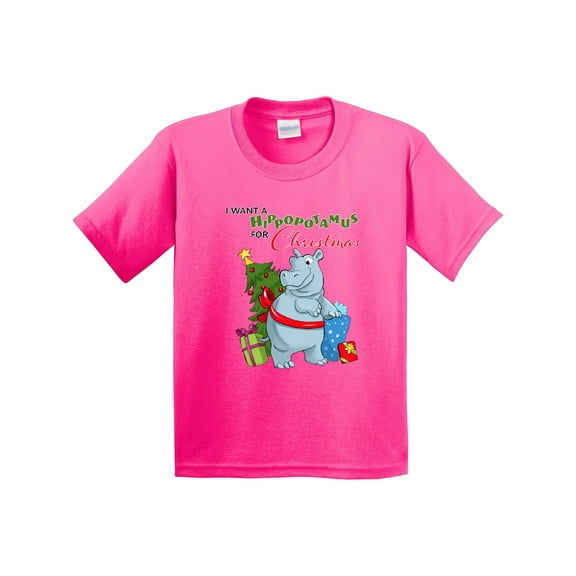 Inktastic I Want a Hippopotamus for Christmas Youth T-Shirt