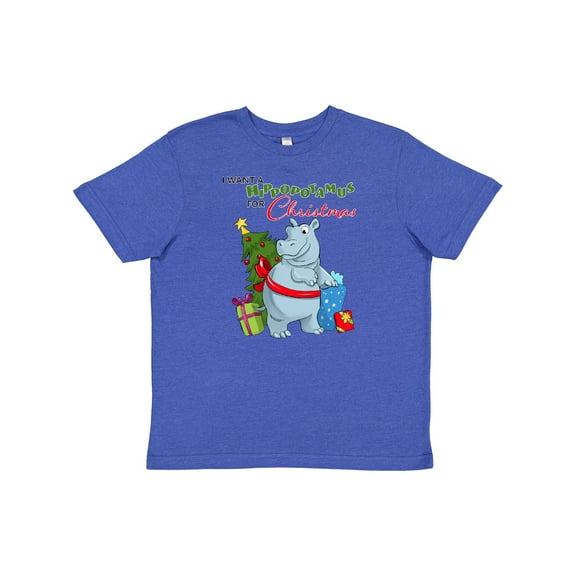 Inktastic I Want a Hippopotamus for Christmas Youth T-Shirt