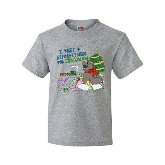 Inktastic I Want a Hippopotamus for Christmas Youth T-Shirt