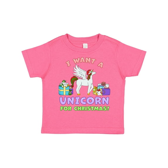 Inktastic I Want a Unicorn for Christmas with Presents Boys or Girls Toddler T-Shirt