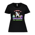 thumbnail image 1 of Inktastic I Want a Unicorn for Christmas with Presents Women's Plus Size T-Shirt, 1 of 5