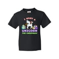 thumbnail image 1 of Inktastic I Want a Unicorn for Christmas with Presents Youth T-Shirt, 1 of 5