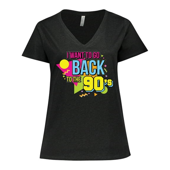 Inktastic I Want to Go Back to the 90's Women's Plus Size V-Neck T-Shirt