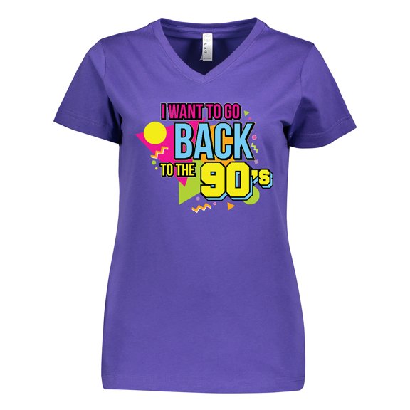 Inktastic I Want to Go Back to the 90's Women's V-Neck T-Shirt