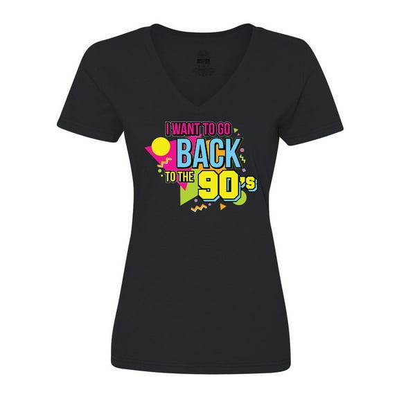 Inktastic I Want to Go Back to the 90's Women's V-Neck T-Shirt