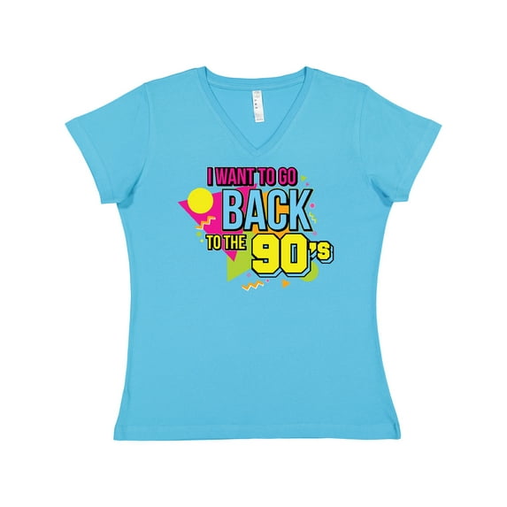 Inktastic I Want to Go Back to the 90's Women's V-Neck T-Shirt