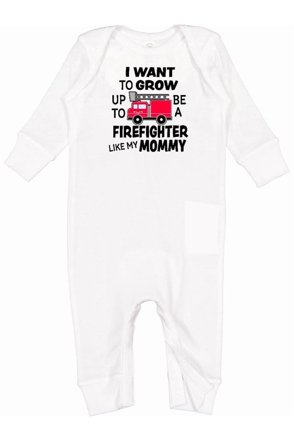 I Want to Grow Up to Be a Firefighter Like My Mommy Baby Romper Coveralls