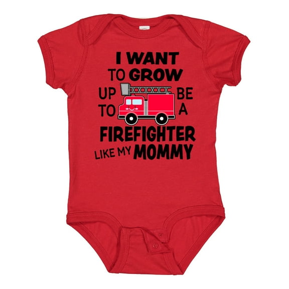 Inktastic I Want to Grow Up to Be a Firefighter Like My Mommy Boys or Girls Baby Bodysuit
