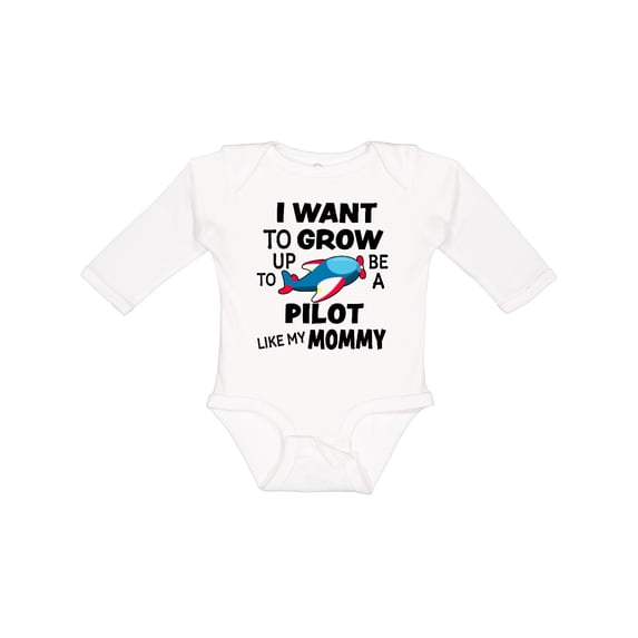 Inktastic I Want to Grow Up to Be a Pilot Like My Mommy Boys or Girls Long Sleeve Baby Bodysuit