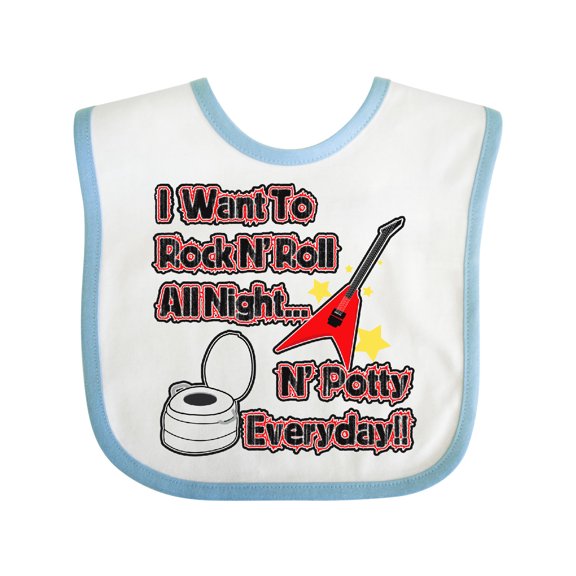 Inktastic I Want to Rock N' Roll N' Potty Everyday Boys or Girls Baby Bib