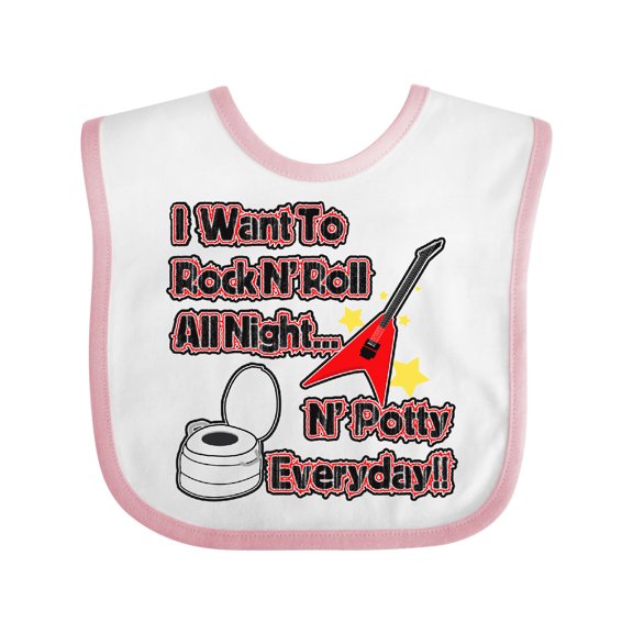 Inktastic I Want to Rock N' Roll N' Potty Everyday Boys or Girls Baby Bib