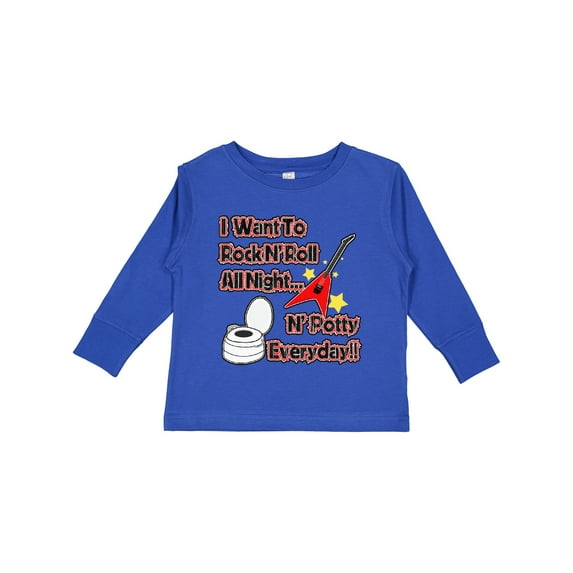Inktastic I Want to Rock N' Roll N' Potty Everyday Boys or Girls Long Sleeve Toddler T-Shirt