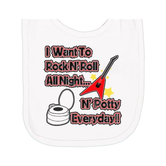 Inktastic I Want to Rock N' Roll N' Potty Everyday Newborn Bib