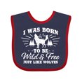 thumbnail image 1 of Inktastic I Was Born to Be Wild and Free with Wolf and Mountains Boys or Girls Baby Bib, 1 of 4