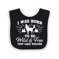 thumbnail image 1 of Inktastic I Was Born to Be Wild and Free with Wolf and Mountains Boys or Girls Baby Bib, 1 of 4