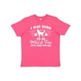 thumbnail image 1 of Inktastic I Was Born to Be Wild and Free with Wolf and Mountains Youth T-Shirt, 1 of 5