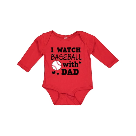 Inktastic I Watch Baseball with My Dad Boys or Girls Long Sleeve Baby Bodysuit