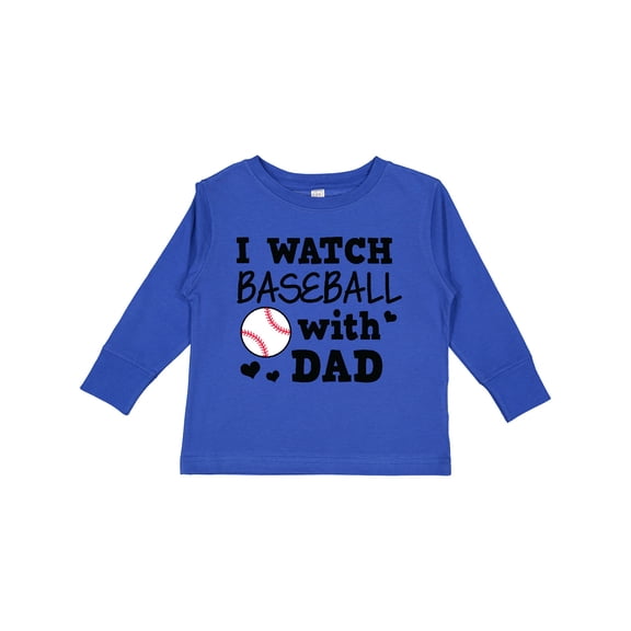 Inktastic I Watch Baseball with My Dad Boys or Girls Long Sleeve Toddler T-Shirt