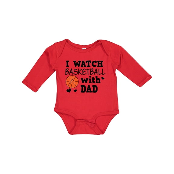 Inktastic I Watch Basketball with Dad Boys Long Sleeve Baby Bodysuit