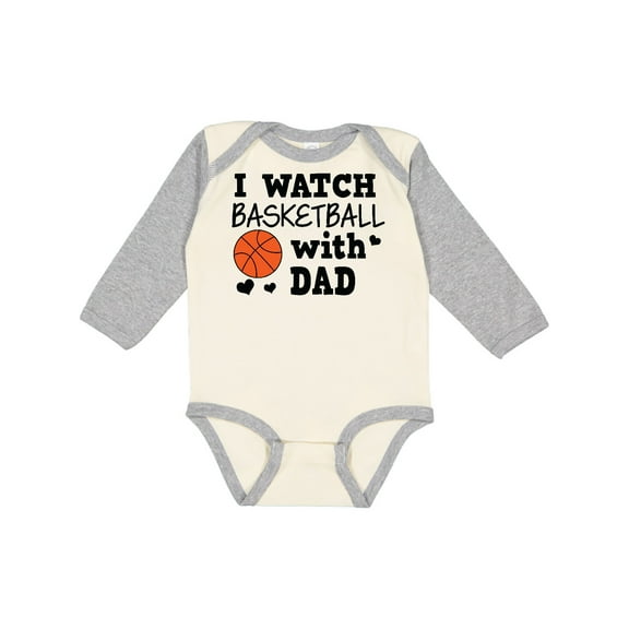 Inktastic I Watch Basketball with Dad Boys Long Sleeve Baby Bodysuit