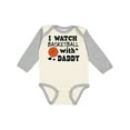 thumbnail image 1 of Inktastic I Watch Basketball with Daddy Boys Long Sleeve Baby Bodysuit, 1 of 5