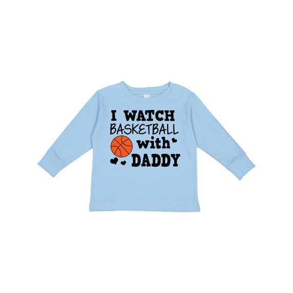 Inktastic I Watch Basketball with Daddy Boys Long Sleeve Toddler T-Shirt