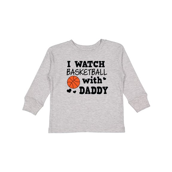 Inktastic I Watch Basketball with Daddy Boys Long Sleeve Toddler T-Shirt